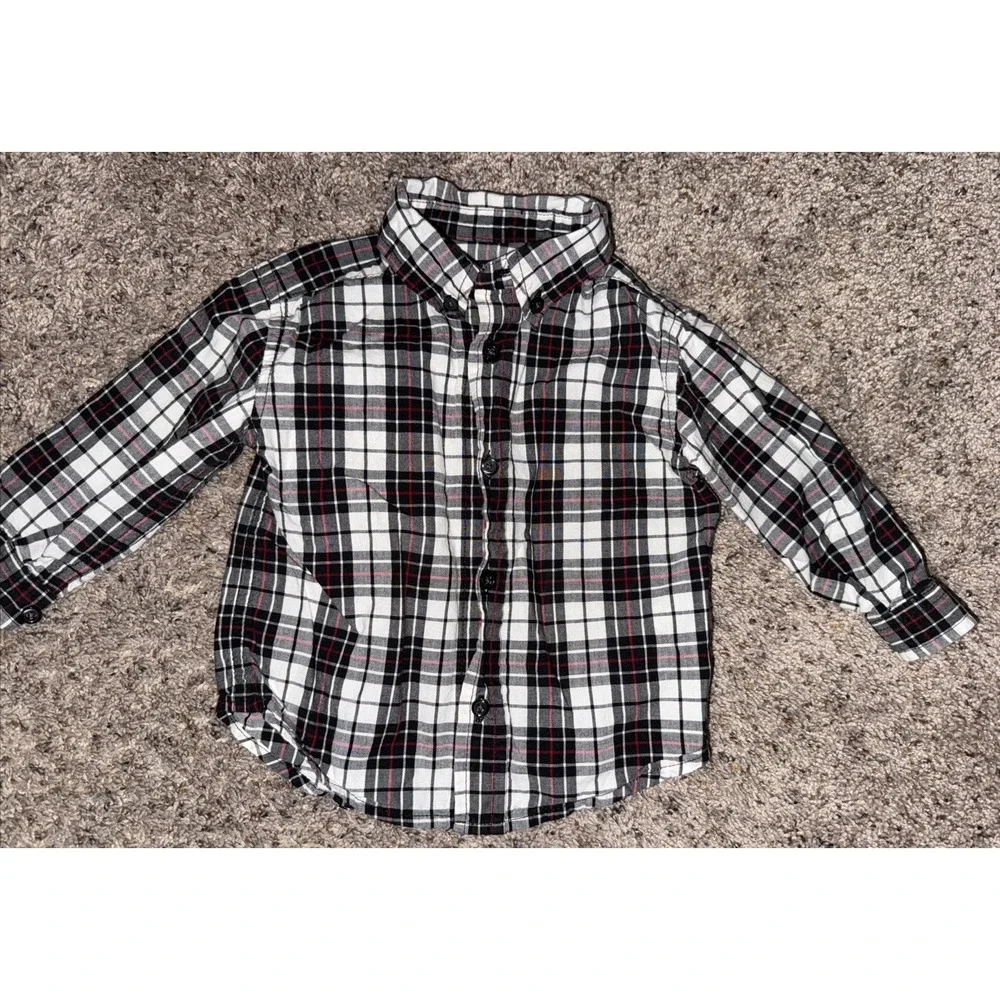 VTG Black Corduroy Bib 18M Overalls Plaid Shirt 12M Children's‎ Place Train 2003